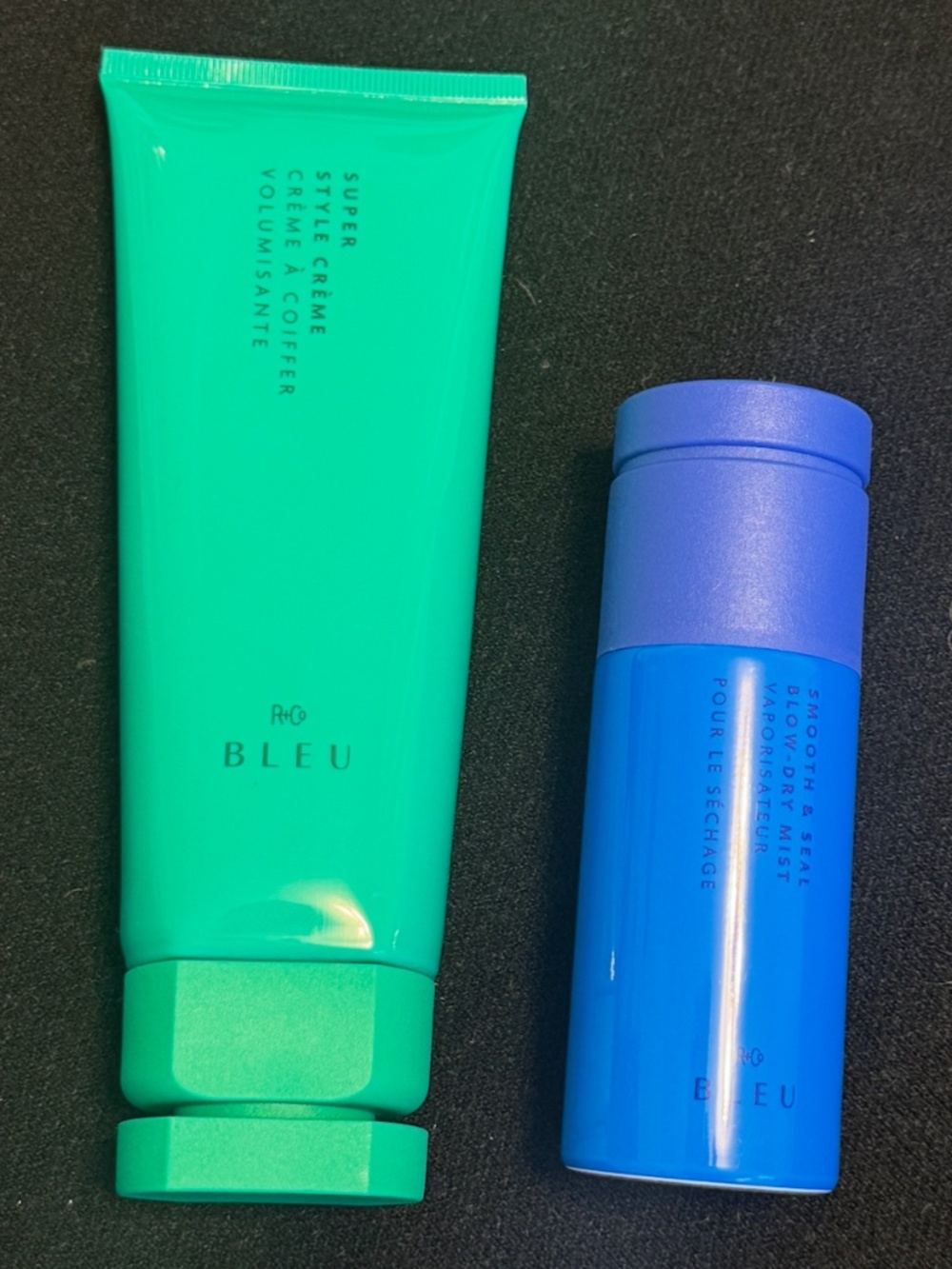 New R+ Co Bleu Full Size Super Style Creme + Travel Smooth & Seal Blow Dry Mist